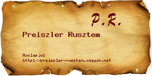Preiszler Rusztem névjegykártya